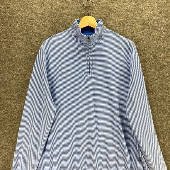 Chaps Sweater Pullover Men M Medium Blue Striped High Neck Knit Long Sleeve - Picture 3 of 10